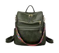 Mochila de cuero para mujer, mochila de moda para mujer, grande, de diseñador, viajes, a la moda, universidad, bolsa de hombro, mochila comercial al vacío, Verde militar, Talla única, Mochilas