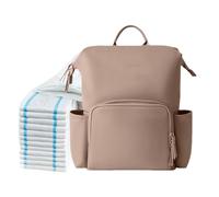 Mochila de cuero para pañales, bolsa de piel sintética para niños, 16.14 x 13.78 x 7.87 pulgadas, mochila de viaje impermeable multifunción, elegantes bolsas para mamá, uso diario, gran almacenamiento