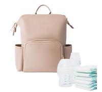 Mochila de cuero para pañales, bolsa de piel sintética para niños, 16.14 x 13.78 x 7.87 pulgadas, mochila de viaje impermeable multifunción, elegantes bolsas para mamá, uso diario, gran almacenamiento