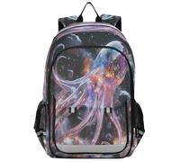 Mochila de escuela secundaria de pulpo, cielo estrellado, para niños, para adolescentes, jardín de infantes, resistente, impermeable, ligera, duradera, de 6 a 12 años, multicolor, Talla única