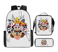 Mochila de estudiante de Bugs Bunny Looney Tunes, de gran capacidad, con dibujos animados, tipo cartera,