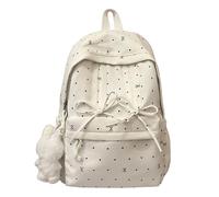 Mochila de gran capacidad con estampado de lunares para mujer, con múltiples bolsillos, ligeras, mochilas de viaje cortas, beige, Casual