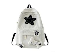 Mochila de gran capacidad con patrón de estrellas con material de tela Oxford ligera y múltiples compartimentos para la escuela y actividades al aire libre (código medio blanco)