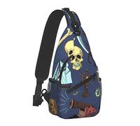 Mochila de Gran Capacidad para el Pecho con diseño de Calaveras de azúcar para Hombres y niños, Divertida Mochila Cruzada con Correa Ajustable para Senderismo y Deportes al Aire Libre