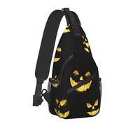 Mochila de Gran Capacidad para el Pecho con diseño de Feliz Halloween, Disfraces, Calabaza, Calavera, Sonrisa, Color Negro, para Hombres y niños, Divertida Mochila Cruzada con Correa Ajustable para s
