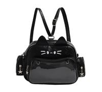 Mochila de gran capacidad para estudiante de colegiala con orejas de gato, Itabag, bolsa cruzada japonesa transparente para exhibición de pines, Black