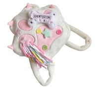 Mochila de gran capacidad para mujer, bolsa de hombro, mochila escolar con patas de gatos, mochila de felpa con borlas de estrella, bolsa cruzada con forma de patas de gatos, mochila cruzada con