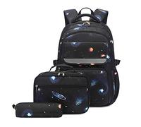 Mochila De Gran Capacidad para Mujer con Bolsa Almuerzo Caja Bolígrafos Mochila Estampado Estrellas Libro Escolar Viaje Fin Semana Almuerzo Escolar Estampado