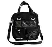 Mochila de gran capacidad transparente para la escuela, mochila de hombro, bolsa cruzada, mochila casual, bolso de mano, bandolera, bandolera, Negro, Add pendant