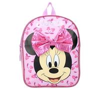 Mochila de guardería personalizada Disney Minnie Mouse con nombre niña | Mochila pequeña para niños con lazo grande y lunares, Cerezas Rosa, S