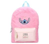 Mochila de guardería personalizada Disney Stitch con nombre niña - Mochila pequeña de felpa para niños con 2 compartimentos, 33 x 23 x 9 cm, Rosa., 33 x 23 x 9 cm