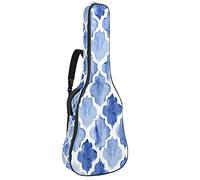 Mochila de guitarra con correa de hombro ajustable para guitarra de debajo de 42 pulgadas de bajo clásica guitarra folk acuarela azul geométrico marroquí