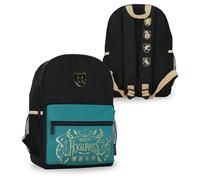 Mochila de Harry Potter para niñas, con escudo de Hogwarts, mochila pequeña de nailon negro para la escuela o los niños, bolsillos laterales de malla, incluye etiqueta de nombre personalizada