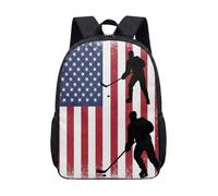 Mochila de hockey vintage de 17 pulgadas, bandera patriótica americana, bolsa de hockey sobre hielo para la escuela, niños, mochila deportiva con diseño de disco, 03., L, Minimalista