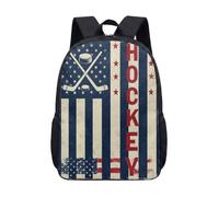 Mochila de hockey vintage de 17 pulgadas, bandera patriótica americana, bolsa de hockey sobre hielo para la escuela, niños, mochila deportiva con diseño de disco, 02., L, Minimalista