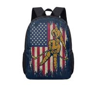 Mochila de hockey vintage de 17 pulgadas, bandera patriótica americana, bolsa de hockey sobre hielo para la escuela, niños, mochila deportiva con diseño de disco, 04., L, Minimalista