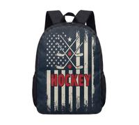 Mochila de hockey vintage de 17 pulgadas, bandera patriótica americana, bolsa de hockey sobre hielo para la escuela, niños, mochila deportiva con diseño de disco, 01., L, Minimalista