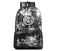 Mochila de hombro con grafiti del Real Madrid de la UEFA Champions League para aficionados, bolsa de almacenamiento escolar para estudiantes.