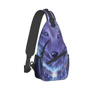 Mochila de hombro con honda para mujeres y hombres, antirrobo, multiusos, para deportes al aire libre, mochila de viaje, mochila para herramientas, mochila azul universo galaxia lobo mágico en el co