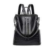 Mochila de hombro de poliuretano para mujer, multifuncional, casual, bolsa de viaje de malla, Negro, Talla única