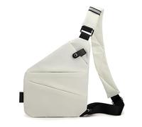 Mochila de Hombro, Mochila de Pecho, Mochila Informal de Senderismo, Mochila Bandolera multifunción antirrobo for Hombre y Mujer.(White,Left)