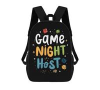 Mochila de hombro unisex con estampado de anfitrión de Game Night Host de 17 pulgadas, mochila de viaje para laptop para mujeres y hombres