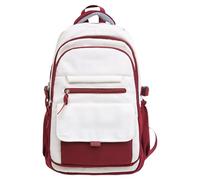 Mochila de hombro unisex de nailon para jóvenes de moda con letras de colores de contraste, mochila escolar para la escuela y mochila de uso casual, rosso