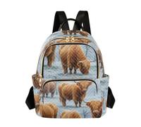 Mochila de invierno acolchada a la moda para mujer, con patrón de ondas, mochila de viaje ligera con múltiples bolsillos, bolsa casual ligera, Vaca de árbol de invierno, Medium, Mochilas Daypack