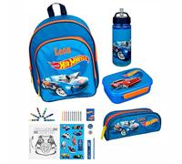 Mochila de jardín de infantes Hot Wheels para niños - Personalizada con nombre - Set de mochila infantil con torre de dibujo y escritura de 35 piezas., 25 x 31 x 10 cm