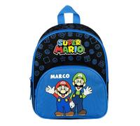 Mochila de jardín de Mario Super Undercover para niños - Personalizada con nombre - Mochila para niños con bolsillo frontal - 2 compartimentos 25x31x10 cm, 25,5 x 30,5 x 10 cm
