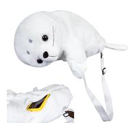 Mochila De Kawaii: Textil De Felpa De Terciopelo, Adorable Miniportador De Hombro Inspirado En Un Sello Marino Con Función De Soporte De Hebilla De Bolsillo Oculto | Niños Adolescentes Estudia