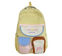 Mochila De La Escuela Adolescencia Estética Color Contraste Gran Capacidad Daypack Múltiples Bolsas Bolsillo Bolsa para La Escuela para Adolescentes Correas Hombro Ajustables Mochila