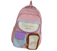 Mochila De La Escuela Adolescencia Estética Color Contraste Gran Capacidad Daypack Múltiples Bolsas Bolsillo Bolsa para La Escuela para Adolescentes Correas Hombro Ajustables Mochila
