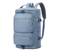 Mochila de lona con compartimento para zapatos para deportes, gimnasio, viajes, fin de semana, Azul-cielo