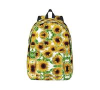 Mochila de lona con diseño de girasoles amarillos, correa ajustable, vintage, casual, escuela, viajes, al aire libre, trabajo, camping, Black, S