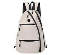 Mochila de lona para tenis, bolsa junior para raquetas y equipo, mochila deportiva beige, múltiples bolsillos, 40 x 32 x 20 cm, para viajes, entrenamiento