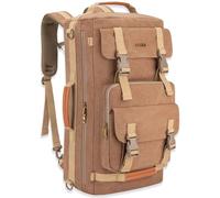 Mochila de lona Tzowla 3-en-1 convertible mochila de viaje adecuada para portátil de 17 pulgadas, marrón, L-40 Liter