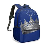Mochila de lujo Queen of Everything Gold Crown de 16 pulgadas, color negro real, vintage, estampado de cruz 360, mochila de viaje, 02., L, Casual