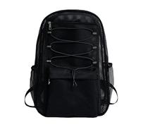 Mochila de malla transparente para la escuela, bolsa de libros de malla ligera con cuerda elástica y correas acolchadas 3D, mochilas transpirables para playa, natación, resistente al agua (negro