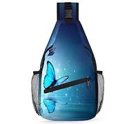 Mochila de mariposa para hombres y mujeres, hermosa bolsa cruzada de hombro para viajes, senderismo, mochila casual, multicolor, 14 in, Mochila Sling