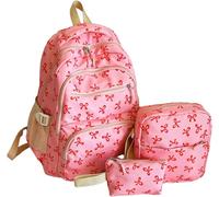 Mochila de Mochila para Mujeres Mochila, Mochila de Nylon estética de Gran Capacidad con Arcos, Mochila con lonchera, para Mujeres, Mochila, Mochila 3 pcs con Arco,Pink