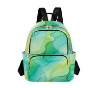 Mochila de moda acolchada con diseño de ondas, color verde azulado, para mujer, diseño de ondas, ligera, Acuarela estética, verde azulado, Medium, Mochilas Daypack