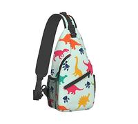 Mochila de moda para hombres y mujeres, bolso de hombro ligero, mochila cruzada para el pecho al aire libre, bicicleta, gimnasio, corredor, mochila con correa ajustable, compatible con coloridos dinos