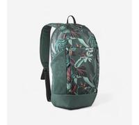 QUECHUA Mochila Pequeña Montaña Senderismo, Mochila de Paseo, Mochila de Turismo. Mochila deportiva pequeña, 10L, verde oscuro con detalles Naturaleza marrón, gris y naranja. (Arpenaz NH100)