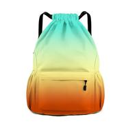 Mochila de nailon resistente al agua con cordón y bolsillo frontal, bolsa deportiva con múltiples compartimentos para viajes, fitness, baloncesto, natación, grande, 48 x 34 x 15 cm, Naranja-gris, L