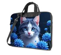 Mochila de ordenador para hombre, ojos azules y flores azules: A Cat'S Serene Portrait Laptop Bag Mochila para laptop de 17 pulgadas, Color, 29x38cm