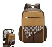 Mochila de pañales para mamá de dos capas multifuncionales | Organizador de gran capacidad impermeable con puerto de carga USB, elegante paquete de cochecito para viajes, fácil de cuidar, cambio d