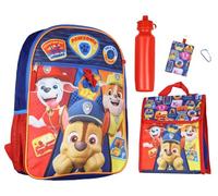 Mochila de Paw Patrol | Juego de 5 piezas para niños | Chase Marshall Rubble Bookbag | Bolsa de almuerzo, botella de agua, clip de mosquetón, soporte de identificación | Mochilas para niños para la