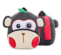 Mochila de peluche con forma de animalitos para niños/as de hasta 4 años: suave, cómoda y divertida.(mono)