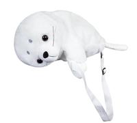 Mochila De Peluche - De Foca Blanca De Felpa De 50 Cm | Lindo Bolso Portátil Con Correas Ajustables Para Los Hombros | Mochila De Felpa De Animales Del Océano: Perfecta Para Viajes Escolares Y R